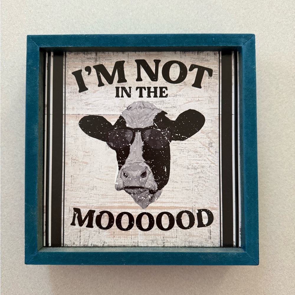 Ashland Teal and Black Cow Wall Art